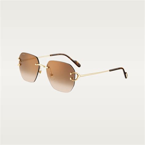 Cresw00646 Signature C De Cartier Sunglasses Smooth And Brushed Golden Finish Metal