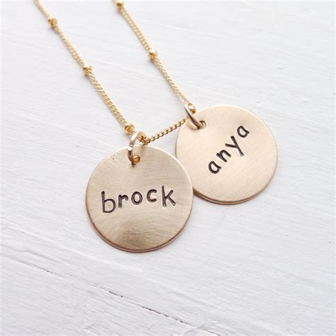 Gold Mom Necklace Personalized Goldfill Engraved Kids Names Necklaces
