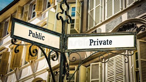 Street Sign Private Versus Public Stock Photo Image Of Spying Secret