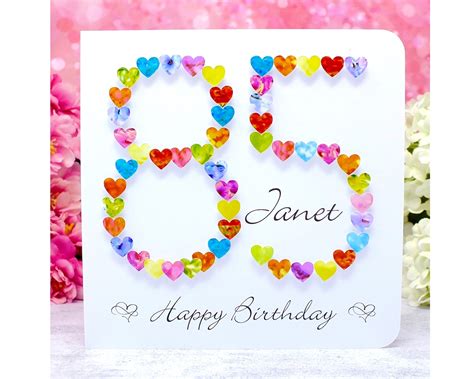 85th Birthday Card Personalised And Handmade Age 85 Card Etsy Uk