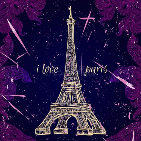 Vintage Poster With Eiffel Tower On The Grunge Background Retro