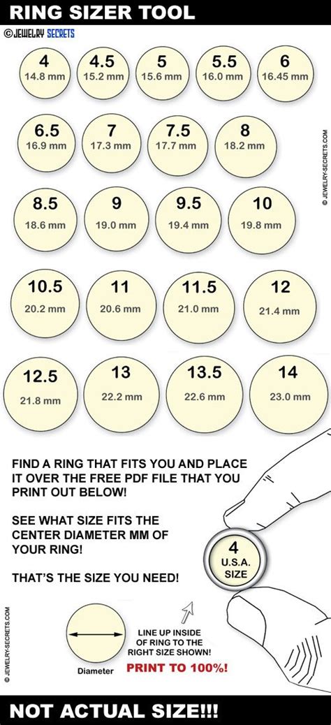 Ring Size Chart Printable Women