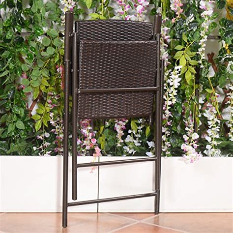 Giantex Set Of 4 Folding Wicker Rattan Bar Chairs High Stool With Back