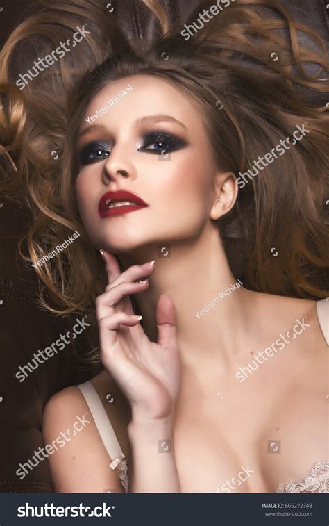 Fashion Beauty Model Nude Lingerie Studio Stock Photo