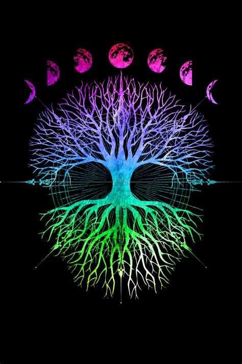 Phases Of The Moon Tree Of Life Mystical Zen Yoga Meditation T Shirt