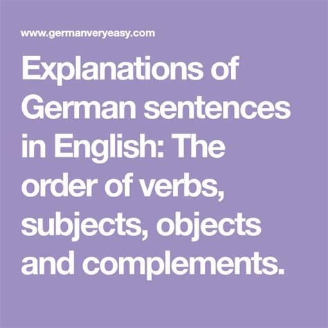 Ordine Dei Complementi In Tedesco - Explanations of German sentences in English: The order of verbs