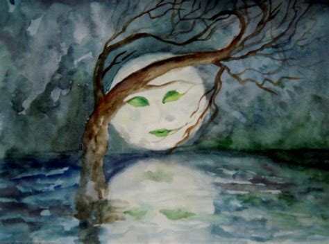 The Moon Reflected In Water Painting By Evgeniya Degtyareva Artmajeur