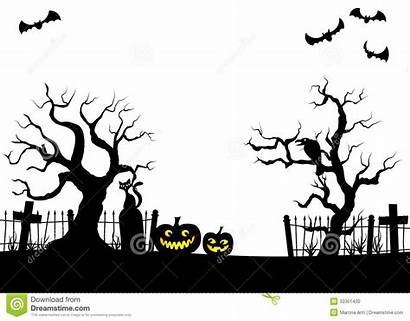 Halloween Cemetery Clipart Moon Scary Silhouette Pumpkin