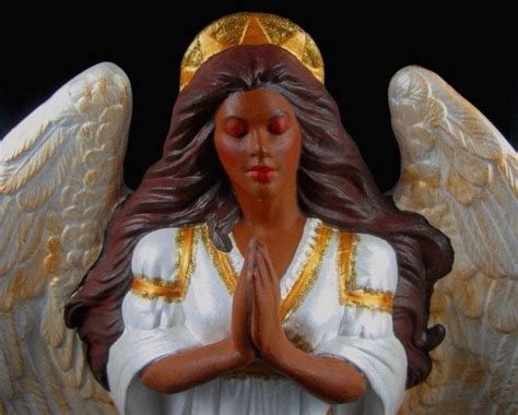 African American Angel Black Angel Praying Handpainted Ceramic