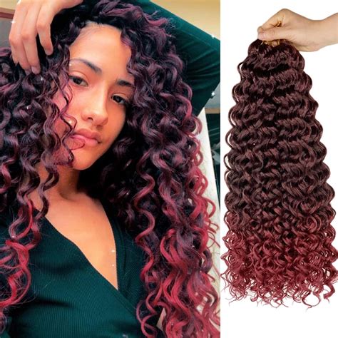 Amazon Com Gogo Curl Inch Packs Curly Crochet Hair For Black Women Ombre Burgundy Color