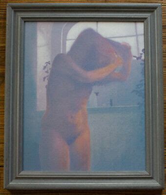 JOSEPH HEWES Nude Woman Brushing Hair Monogrammed Oil Painting 69