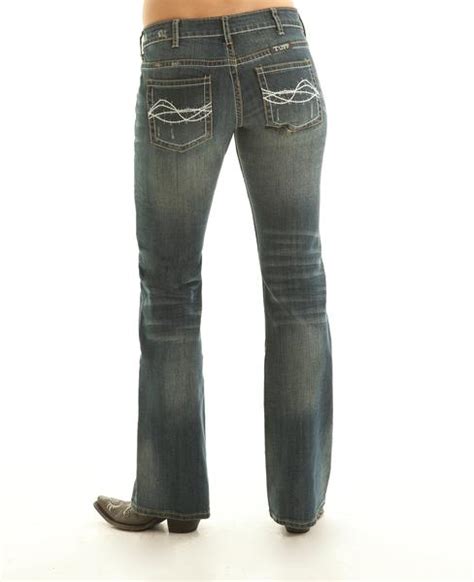 Cowgirl Tuff Womens Denim Cotton Blend Jeans Bootcut Dont Fence Me In