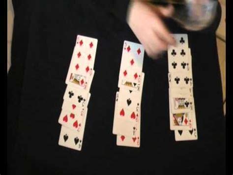 By repeating this process a number of times, depending on the number of cards, the chosen card is 'magically' attracted to the very middle, i.e. 21- Card Trick Tutorial - YouTube