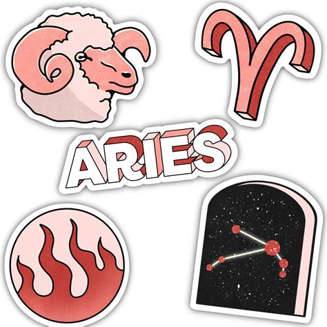 Aries Zodiac Sticker 5 Pack Great To Decorate Water Bottles Laptops