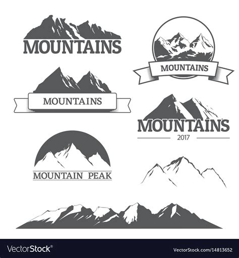 Set Of Mountain Logos On White Royalty Free Vector Image