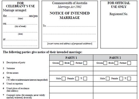 Australia Same Sex Marriage Form Features Gender Option X Daily Mail