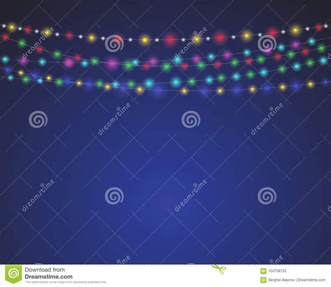 Christmas Lighting Carnival Holiday Garlands Vector Background Stock