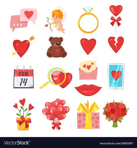 Valentines Day Romantic Symbols Royalty Free Vector Image