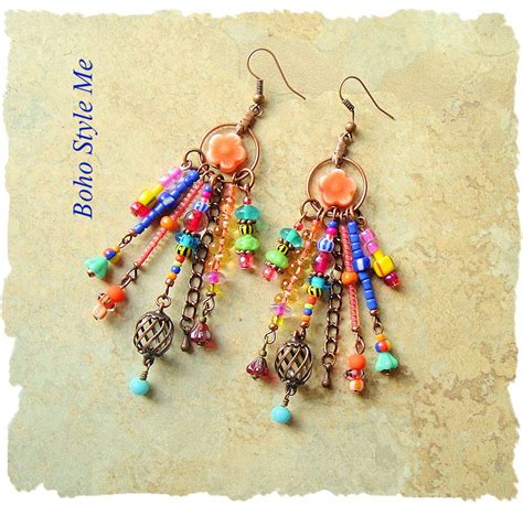 Boho Colorful Fun Earrings Bohemian Dangle Earrings Modern Hippie