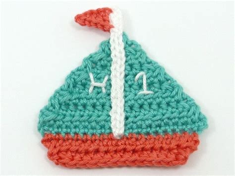 Crochet Appliques Sea Life Appliques 1 Small Crochet Boat