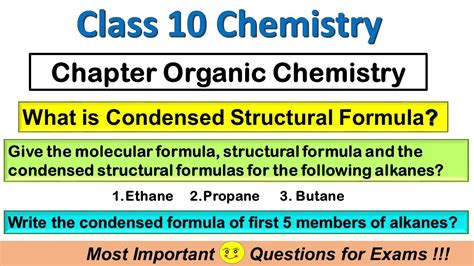 Condensed Structural Formula Class Chapter Organic Chemistry