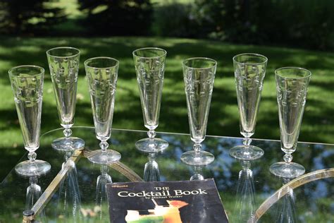 6 Vintage Etched Footed Collins Cocktail Glasses Set Of 6 Vintage Pilsner Beer Glasses