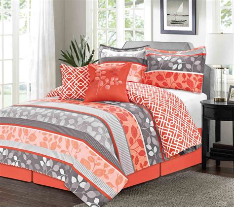 20 Coral And Gray Bedding