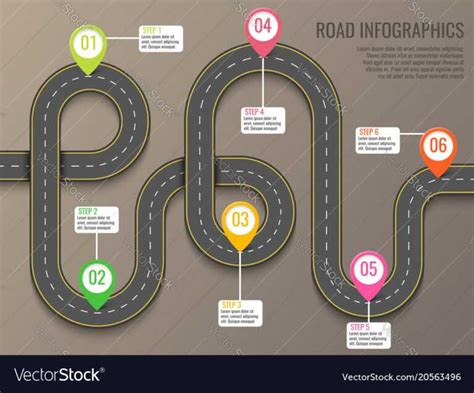 Infographics Template With Road Map Using Pointers With Blank Road Map