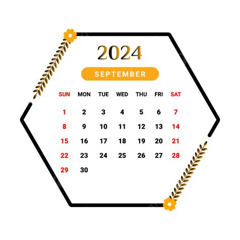 Gambar Kalender Bulan September 2024 Dengan Desain Bunga Hitam Dan