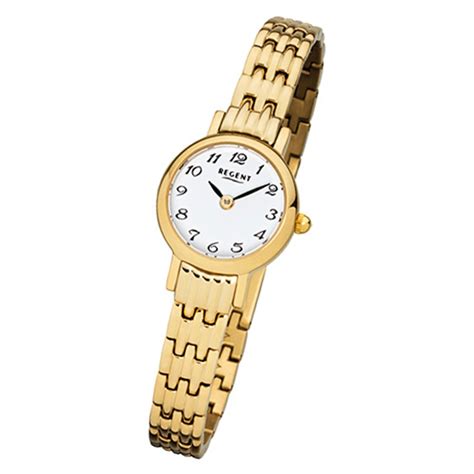 Regent Damen Armbanduhr F Quarz Uhr Mini Stahl Armband Gold Urf