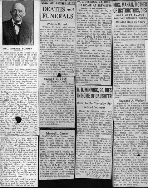 News Article - Eight Obits 1945-46 | The Nickel Plate Archive