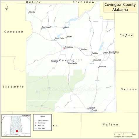 Map Of Covington County Alabama Showing Cities Highways And Important