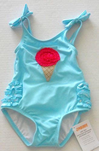 Gymboree Girls Ice Cream Sweetie Blue Ruffle Sunscreen Swimsuit Sizes