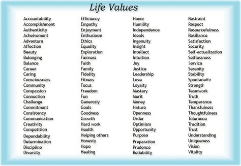 Values Life Values Personal Core Values Moral Values