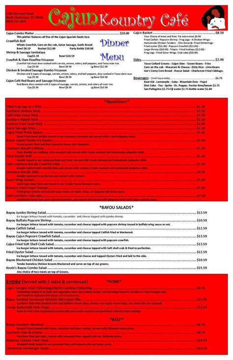 Maybe you would like to learn more about one of these? Cajun Kountry Kitchen Cafe Menu - Urbanspoon/Zomato