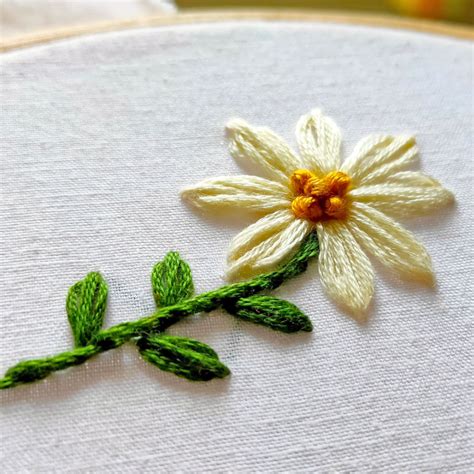 Lazy Daisy Stitch Flower Hand Embroidery Tutorial For Beginners