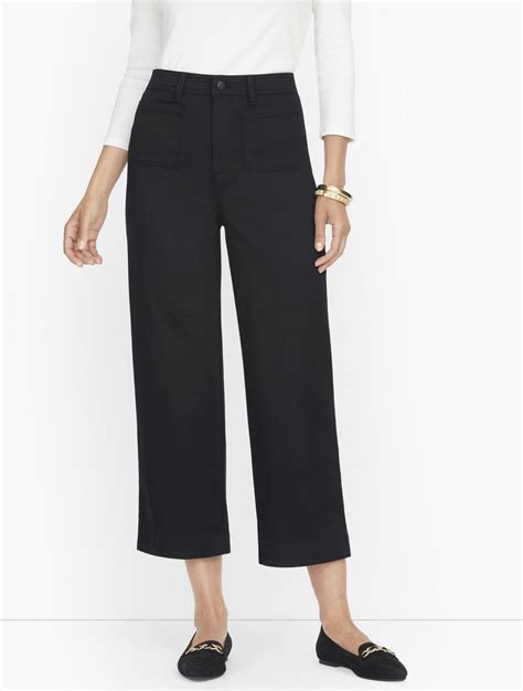 Wide Leg Crop Jeans Black Black Womens Talbots Jeans — Bypaths And