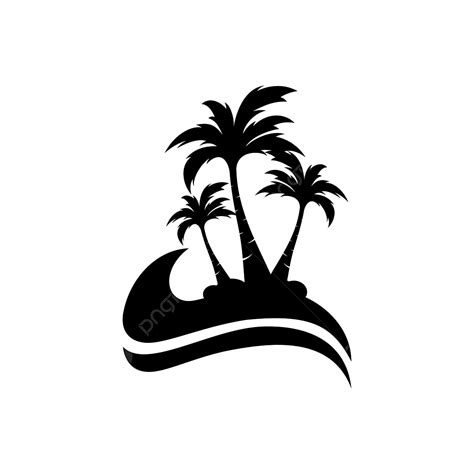 Gambar Palm Pohon Kelapa Logo Ikon Di Bawah Clipart Laut Logo Ikon