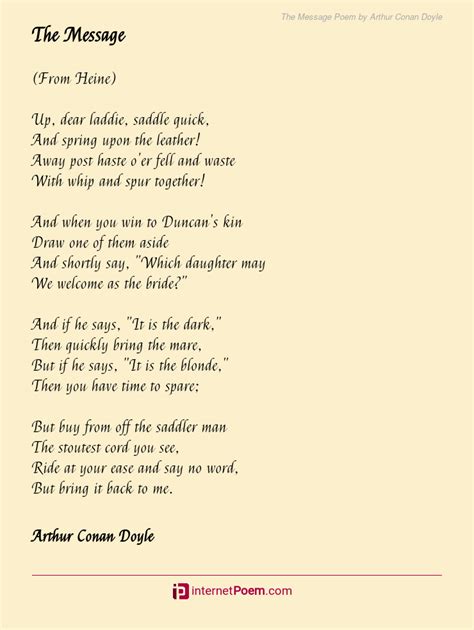 The Message Poem By Arthur Conan Doyle