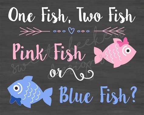 Pink Fish Blue Fish Gender Reveal Party 16x20 Sign Digital Etsy