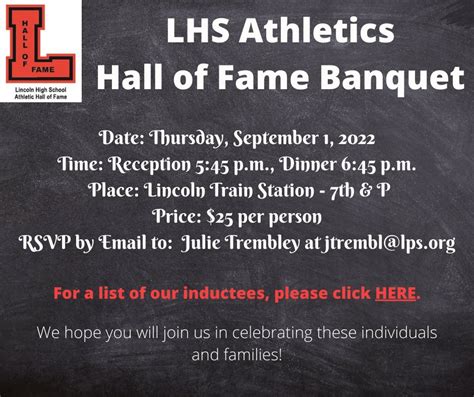 Lincoln High School On Twitter The Lhs Hall Of Fame Will Be Inducting