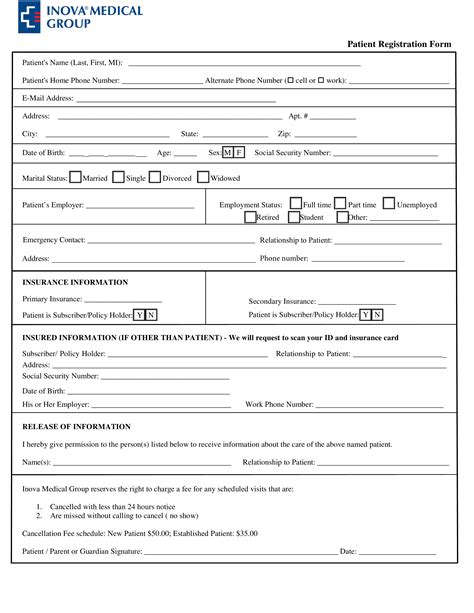 Printable New Surgical Oncology Patient Registration Form Printable