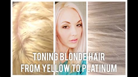 diy toning bleached blonde hair from brassy to platinum at home yellow orange grey silver