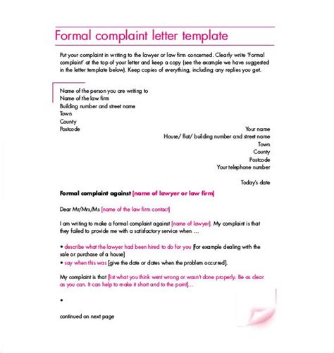 formal complaint letter templates  sample