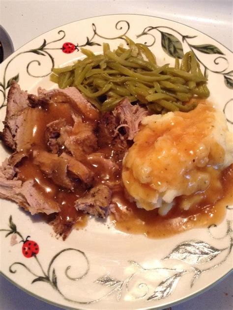 Potato slices get crispier than wedges. Slow cooker pork tenderloin and gravy Recipe | Just A ...