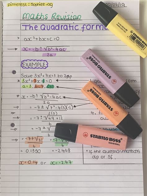 Maths Revision Notes Asthetic Pastelcolors Highlights