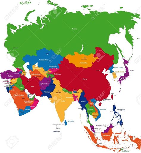 Mapa De Asia Con Sus Paises Y Capitales