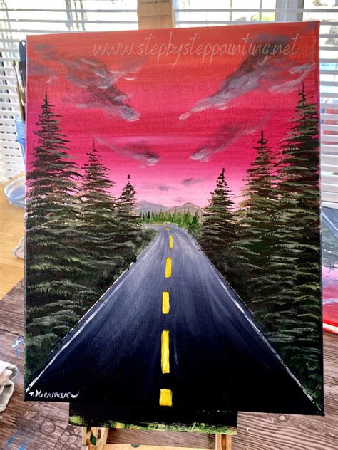 Sunset Road Painting Step By Step Painting With Tracie Kiernan