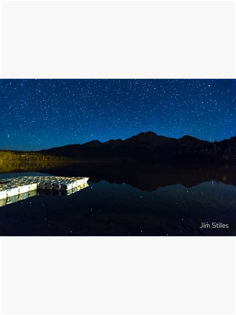 Starry Starry Night Over Pyramid Lake And Pyramid Mountain Poster By