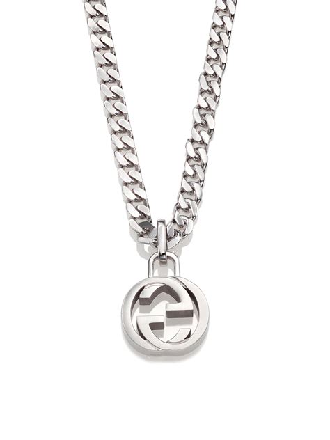 Lyst Gucci Interlocking Silver Necklace In Metallic For Men